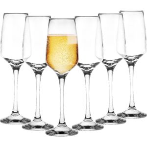 Glasmark Champagneglazen/prosecco - Flutes - transparant glas - 6x stuks - 230 ml