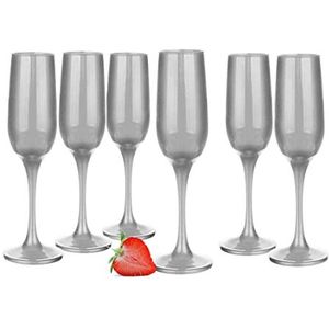 Glasmark Krosno Glazen Set 0,2 Liter Champagne Glas Kelk Mousserende Wijnglazen Zilver 6 X 200 Ml