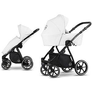 Wandelwagen 3in1 2in1 Isofix Slechts 12,8 Kg Lichtgewicht bruikbaar tot 22 KG Imitatieleer PaxEco by Lux4Kids White E03 2in1 zonder autostoel