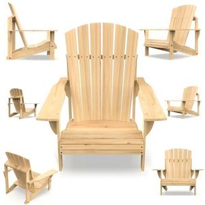 Lux4Kids Adirondack Tuinstoel Muskoka Hoge rugleuning massief hout 30 mm 200 kg max EU-Made natuur onbehandeld 50 cm