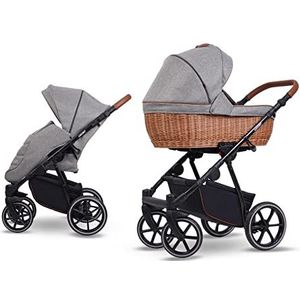 SaintBaby Silver 03 2-in-1 Kinderwagen, wilgenmand, zwenkband, tot 22 kg, zonder babyzitje