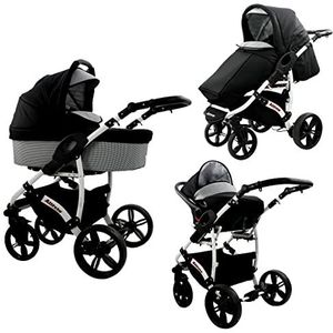 Kinderwagenset linnen babyzitje en Isofix Optioneel AllivioLen by SaintBaby Black 3-in-1 met babyzitje