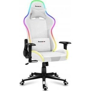 huzaro Force 6.2 White RGB, led-verlichting, gamingstoel, bureaustoel, eco-lederen stof, carbon, tot 130 kg belastbaar, in hoogte verstelbaar, hoofdsteun, lendensteun, ergonomisch, wit