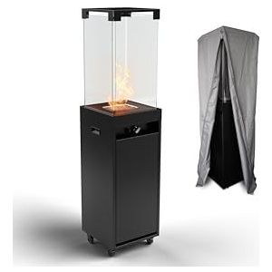 Planika Faro GAS - Buiten gas haard 142x36 cm 8kW zwart + beschermende hoes