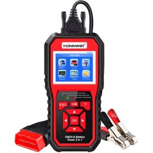 KONNWEI KW870 - Accutester - Zwart - 6 en 12V - Met OBD2 adapter