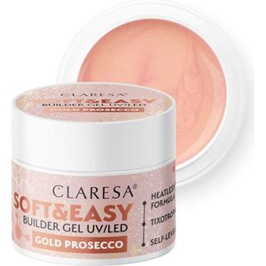 CLARESA Soft & Easy UV/LED gel opbouw 45 g Gold Prosseco, manicure, gel, nagels