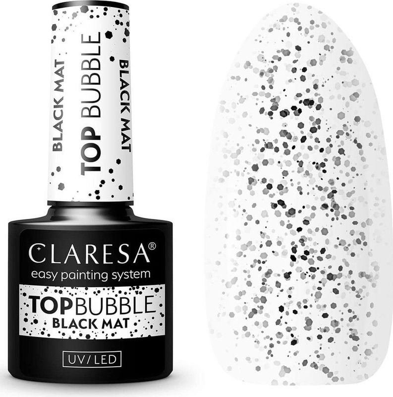 Claresa - UV/LED Top Bubble Gel - Top Coat - Matte Tint - Black Mat - 5 g