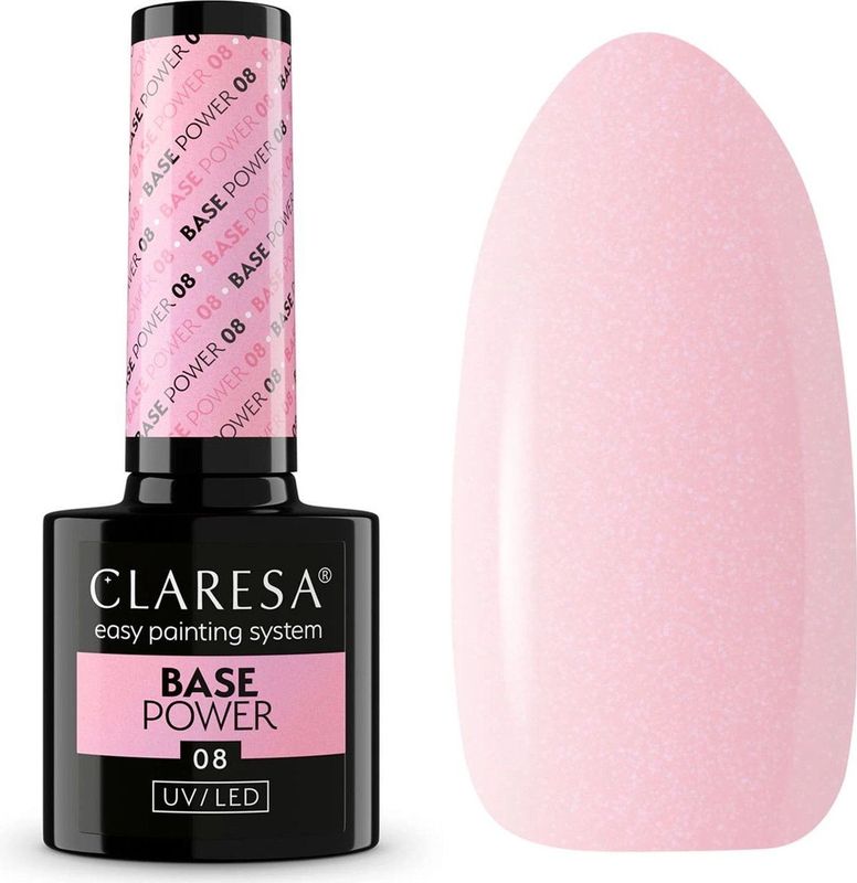 Claresa - UV/LED Base Power Nagellak - Tint 08 - 5 g - Gel voor Nagels