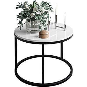 lukmebel salontafel CIRI, 60x60x42cm, rond, zwart en wit glanzend