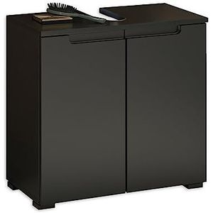 Stella Trading Badkamerwastafel onderkast in mat zwart - badkamerkast met veel opbergruimte - 60 x 57,5 x 32 cm (B x H x D)