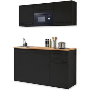 84-240-18 enkele keuken JAZZ keukenblok kitchenette zwart ca. 160 x 212 x 60 cm