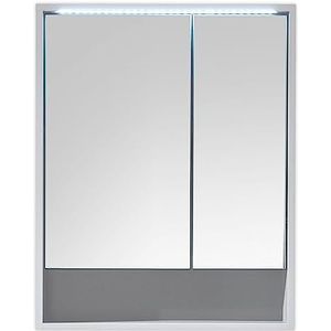 Stella Trading Spiegelkast badkamer met ledverlichting in mat wit - badkamerspiegelkast met veel opbergruimte - 60 x 75 x 20 cm (B x H x D)