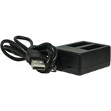 Xrec oplader dubbel USB voor AHDBT-501 / GoPro HERO 7 6 5 zwart