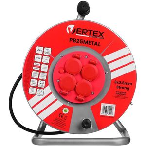Vertex verlengsnoer elektrisch haspel 25M 3x2 5mm PB25METAL zwart