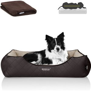 BedDog Premium Orthopedisch hondenbed WUFFI, hondensofa MEMORY FOAM, premium-stof, afneembare hoes, inclusief knuffeldeken