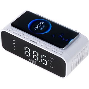 Adler 1192W - Wekkerradio met Draadloze Oplader Voor Je Telefoon - Wit