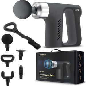 Massagepistool - 4 verwisselbare opzetstukken - zwart