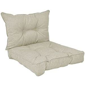 POKAR Zitkussen Rugkussen Lounge Kussen Tuin voor Tuinmeubelen Loungemeubels Set van 2 (1x Zitkussen 50x50x10 cm + 1x Rugkussen 50x40x10 cm), Beige