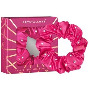 Crystallove Crystalized Silk Scrunchie zijden haarelastiek kleur Hot Pink 1 st