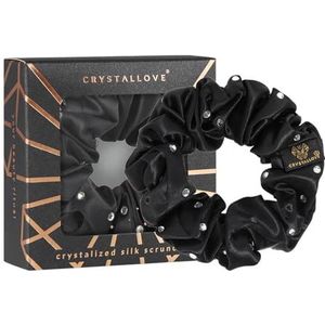 Crystallove Crystalized Silk Scrunchie zijden haarelastiek kleur Black 1 st