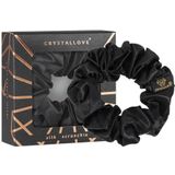 Crystallove Silk Scrunchie zijden haarelastiek Black 1 st