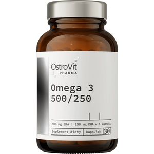 Omega 3 - 500/250 - 1000 mg visolie - 30 softgels - Donker glazen potje hoogste kwaliteit - OstroVit Pharma - Omega 3 Supplementen