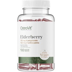 Supplementen - Elderberry - Vlierbes - Vegan - 90 Capsules - OstroVit - 40% polyphenols & 5% anthocyanins