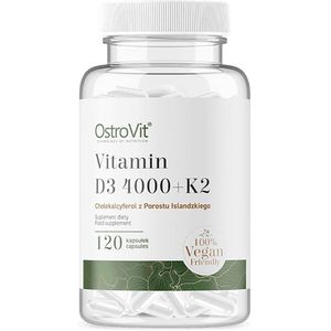 Vitaminen D & K Supplement - Vitamin D3 4000 + K2 - Extra VEGE Vegan - 120 Capsules - Grote voorraad - OstroVit