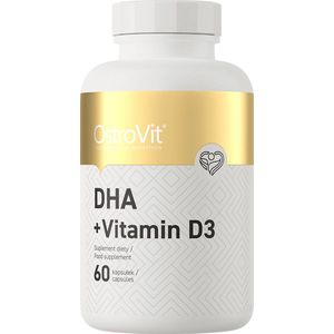 DHA + Vitamine D3 - 60 Capsules - OstroVit - DHA van Visolie/Fish Oli & Vitamin/Vitamine D3 Supplements