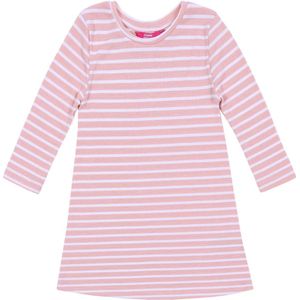 Zalm trapezejurk met witte strepen