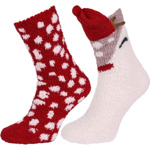 2x Kerst, rood en wit, hoge sokken, OEKO-TEX