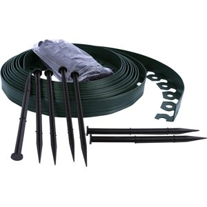 Groene tuinrand + pennen | Perkrand flexibel | Perkafzetting | Tuinafboording zonder graven | / 20 meter lang + 60 pennen
