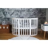 Multifunctioneel OVAAL 7 in 1 Babybed / peuterbed incl. matras - Wit Wit