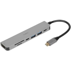 iBox - IUH3SL4K - Docking Station - Zilver - USB-C - 7 Havens