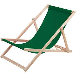 Ligstoel - Comfortabele houten ligstoel in groen ideaal voor het strand, balkon, terras