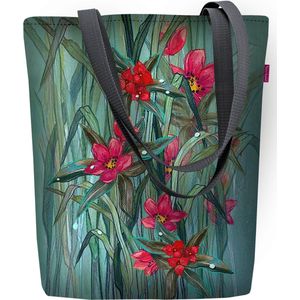 Sunny schoudertas met ritssluitin - dames shopper - 36 x 40 cm  - Tas met Flori motief