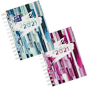 Oxford 20x Schoolagenda 2020/2021 10-pack met 2 kleuren Spirit 2 pagina's = 1 week 12 x 18 Twin-Wire spiraal 80 vellen
