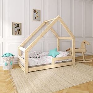 Houten huisbed kinderbed peuterbed NeedSleep® | 70x140 80x160 90x180 90x200 | jongen meisje jeugdbed | lattenboden | bedbodem kinderen bed kinderkamer kids house | bed bedden | asymmetrisch (80x160 cm, met fall-out bescherming)