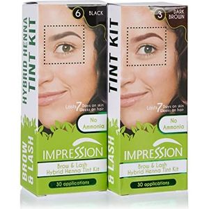 Crystal Beauty Impression - Black+Dark Brown+Activator - Hybrid Gel Henna for Brow and Lash coloring Set