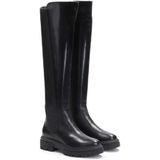 Zwarte dames knielaarzen - Over-de-knie - Hoogwaardig Nerfleder en Stof