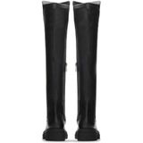 Zwarte dames knielaarzen - Over-de-knie - Hoogwaardig Nerfleder en Stof