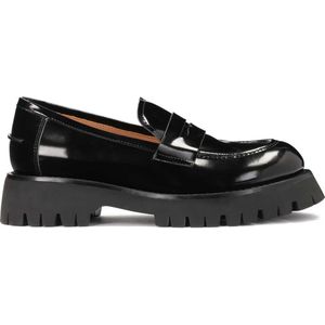 Zwarte leren dames loafers