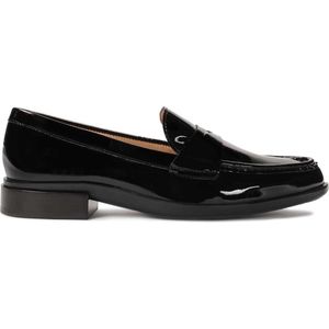 Black lacquered loafer flat shoes