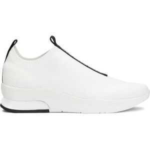 White slip-on sneakers in fabric
