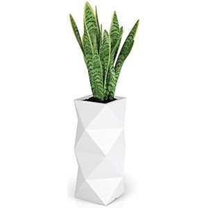 Forvega, Asti, hoge plantenbak met plank, modern design, duurzaam, vorst- en UV-bestendig, polyethyleen, wit, 78 cm