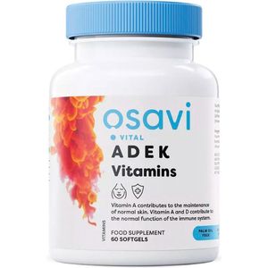 Vitamine ADEK - 60 softgels - Vitamine A (Bètacaroteen) - Vitamine D3 (Ergocalciferol) - Vitamine E (D-alfa-tocoferol) - Vitamine K2 (K2VITAL®MK7)