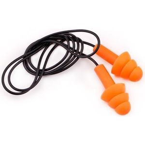 Mivos Siliconen oordopjes met koord, 10 paar set, herbruikbare oordopjes voor gehoorbescherming, zacht en waterdicht, lawaai verminderd SNR 32dB voor optimale gehoorbescherming, oranje