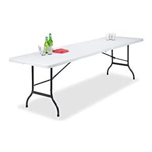 BDW Tuintafel, klaptafel, inklapbaar, 240 x 75 cm, draaggreep, kunststof, voor 10 personen, buffettafel, campingtafel, tuin, camping