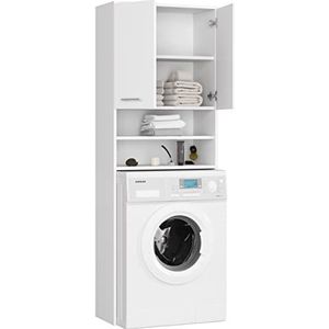BDW Wasmachinekast 180 x 64 x 30 cm - badkamerrek hoge kast wasmachine badkamer kast badkamerkast bovenbouw (wit)