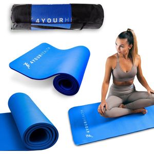 Yogamat - Fitness Mat Blauw - Met Draagtas - Anti Slip Yoga Mat - Yoga mat extra dik- Sportmat